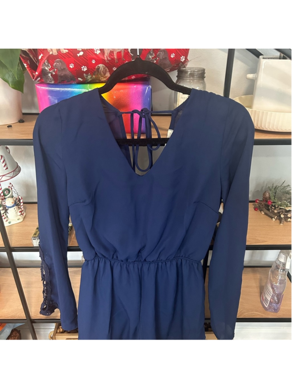 Elegant Navy Blue Women's Romper
